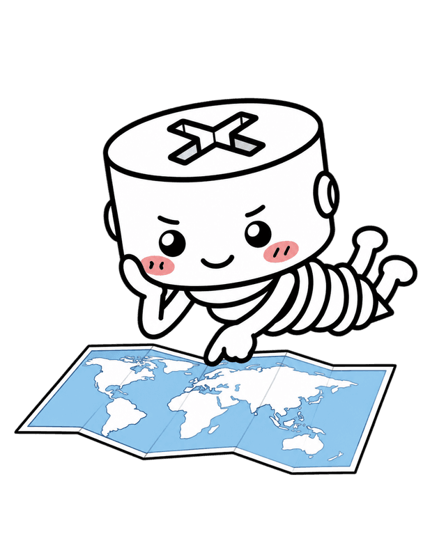 Screw It mascot holding a map